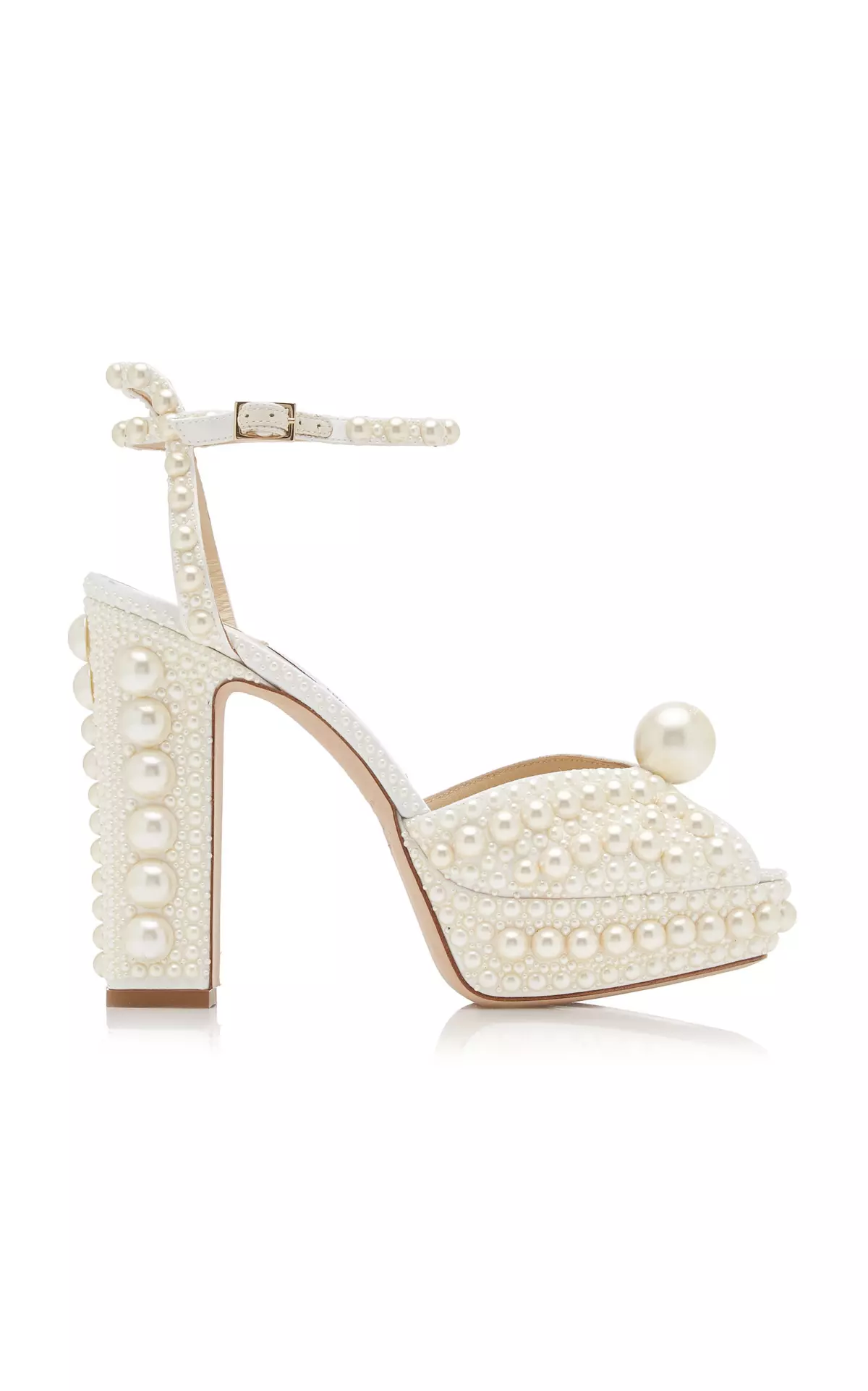 Sacaria Pearl-Embellished Satin Platform Sandals