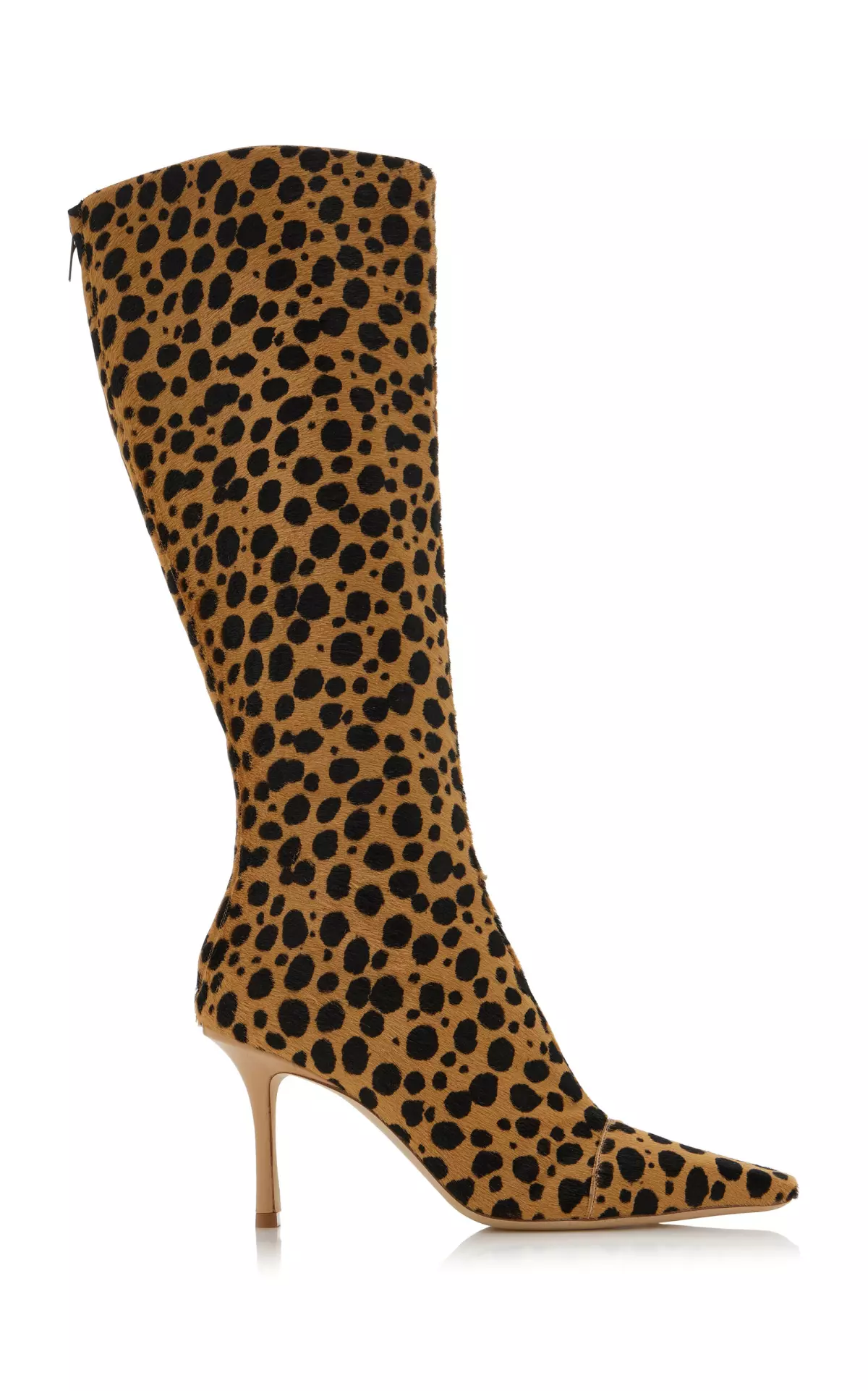 x Conner Ives Gloria Cheetah-Print Pony Hair Knee Boots