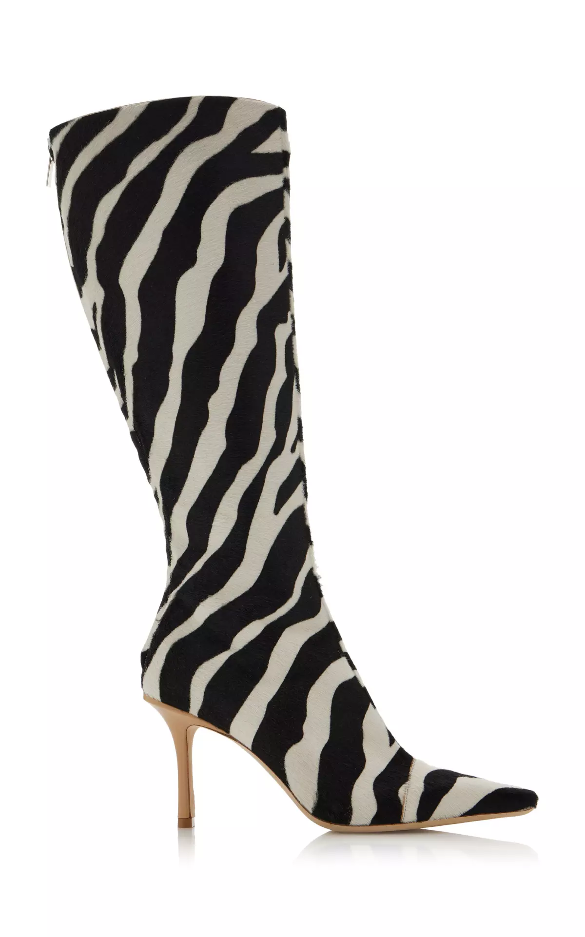 x Conner Ives Gloria Zebra-Print Pony Hair Knee Boots
