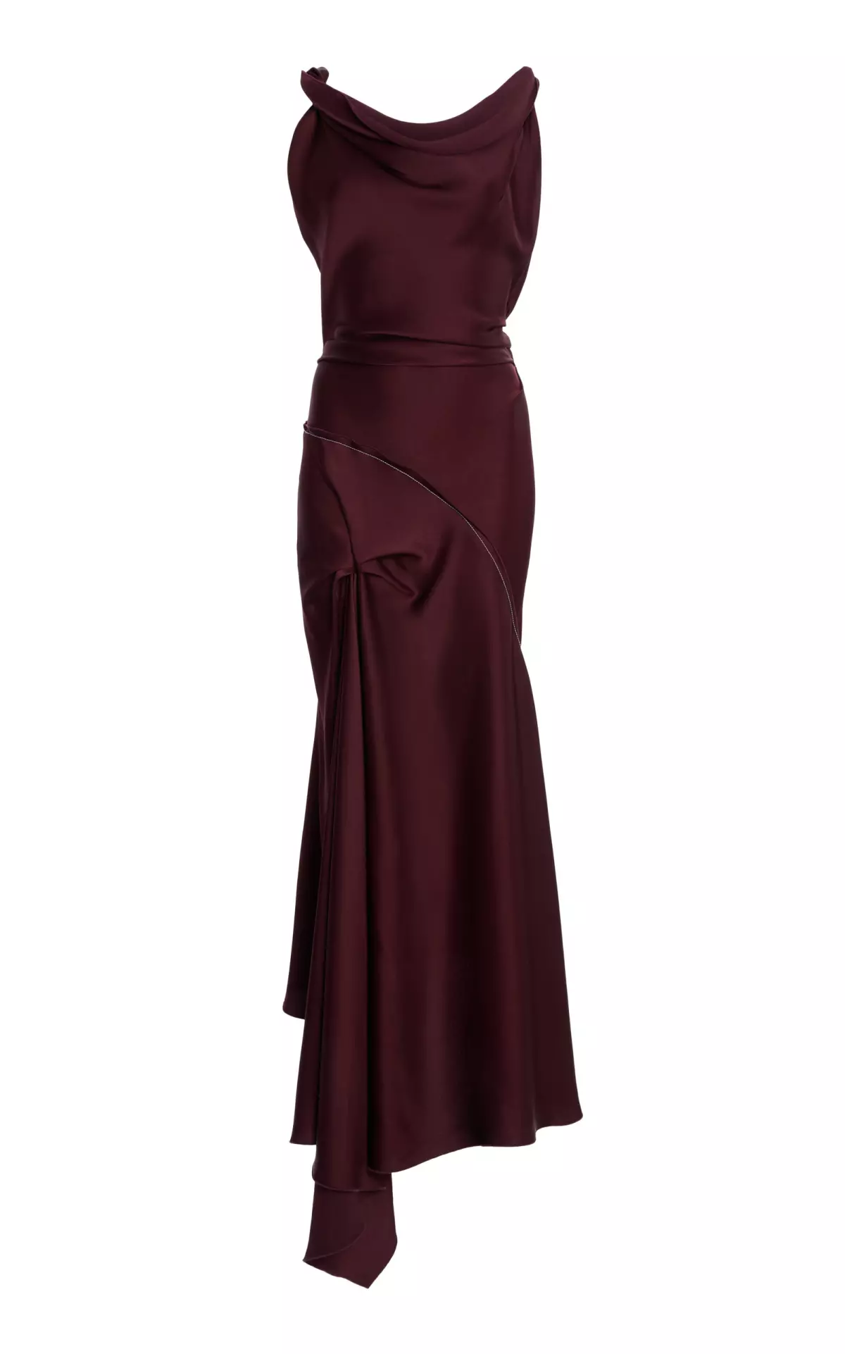 Asymmetric Satin Midi Dress