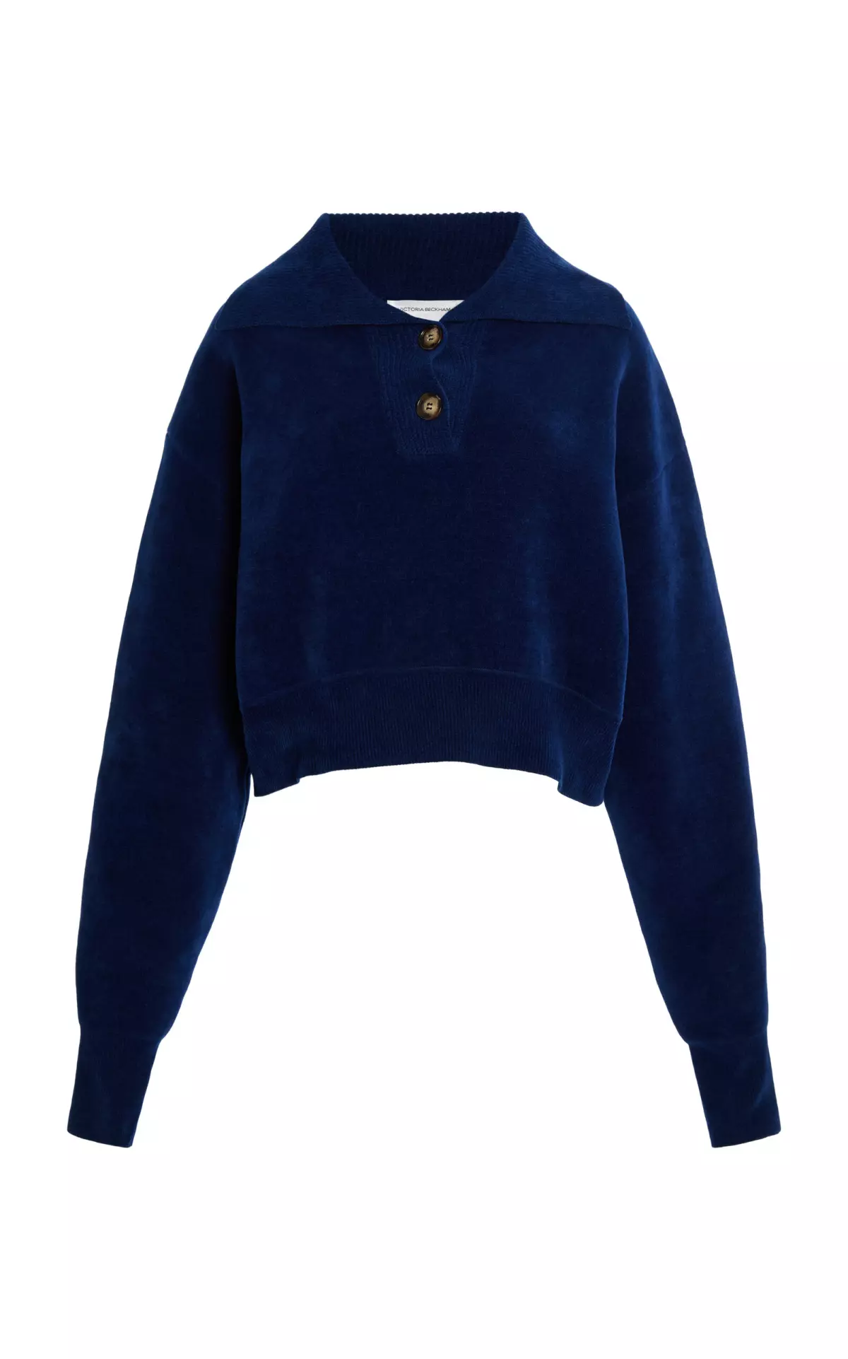 Collared Cropped Cotton Sweater