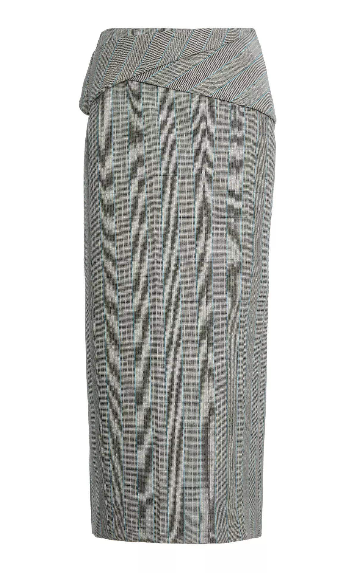 Checked Wool Midi Wrap Skirt
