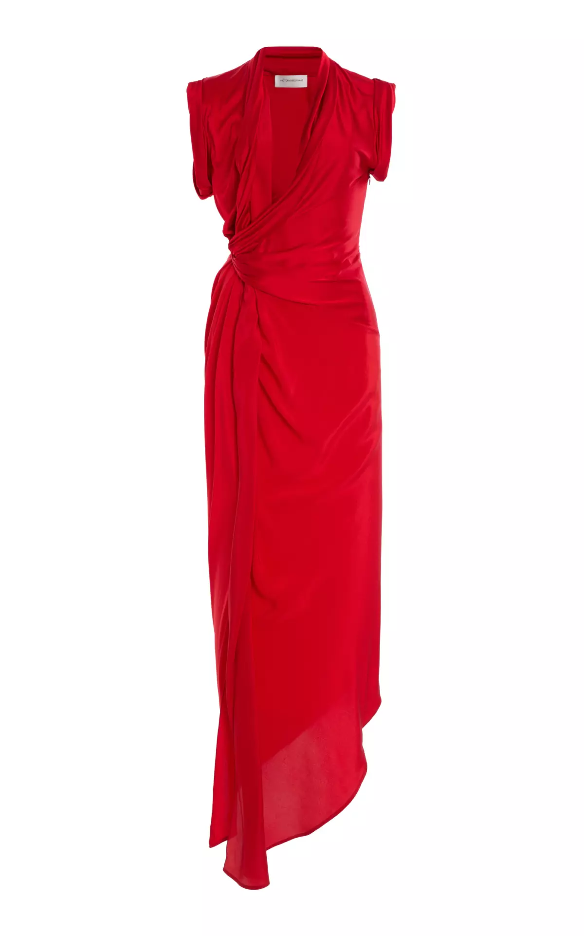 Asymmetric Twist-Detailed Silk Maxi Dress
