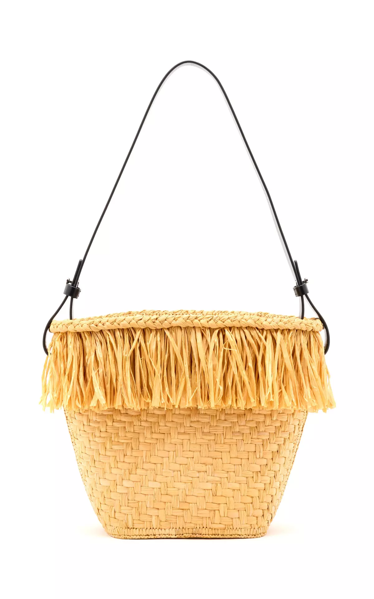 Fringed Raffia Bucket Bag