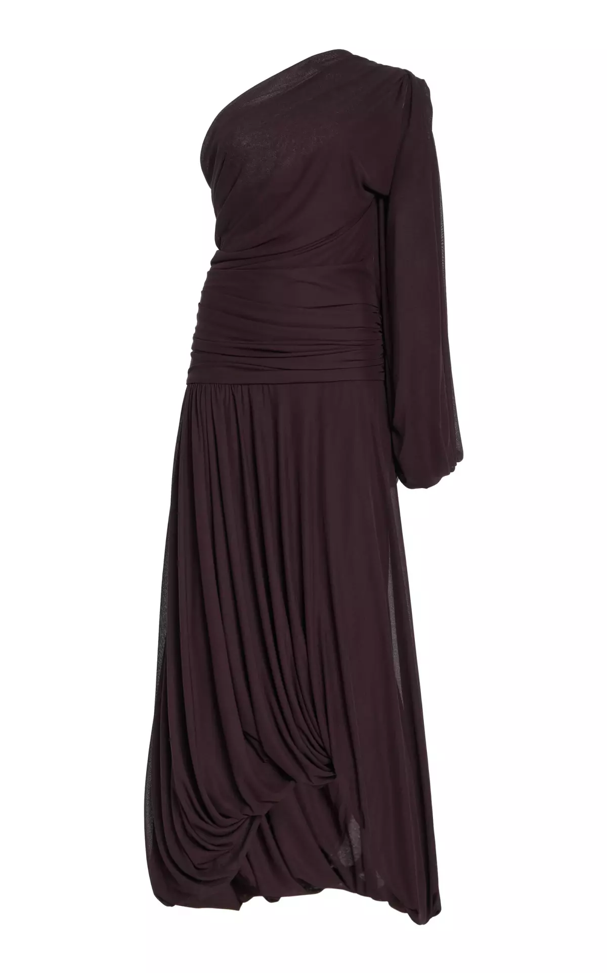 Gabri One-Shoulder Draped Crepe Midi Dress