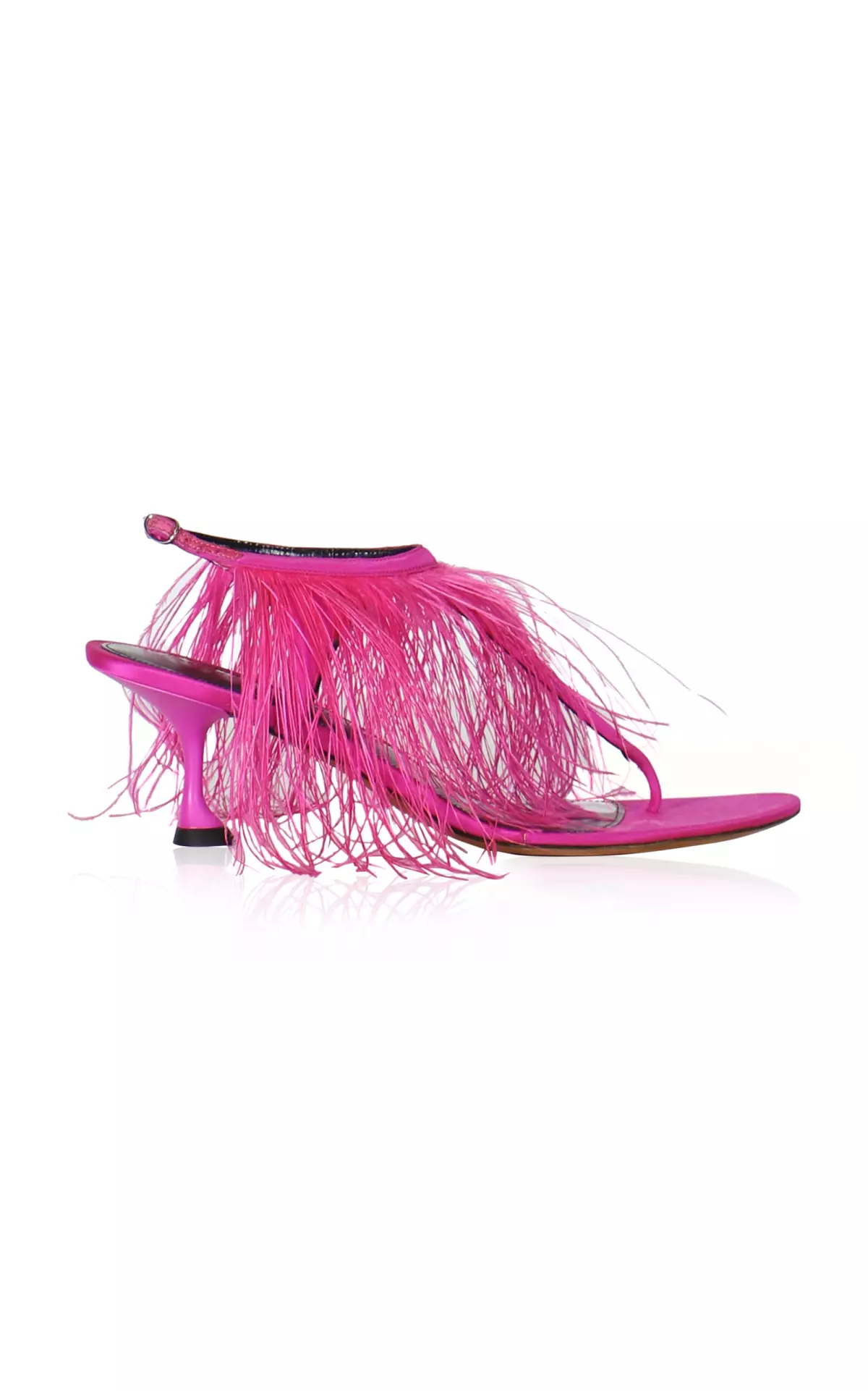 Tee Thong Feather-Embellished Satin Sandals