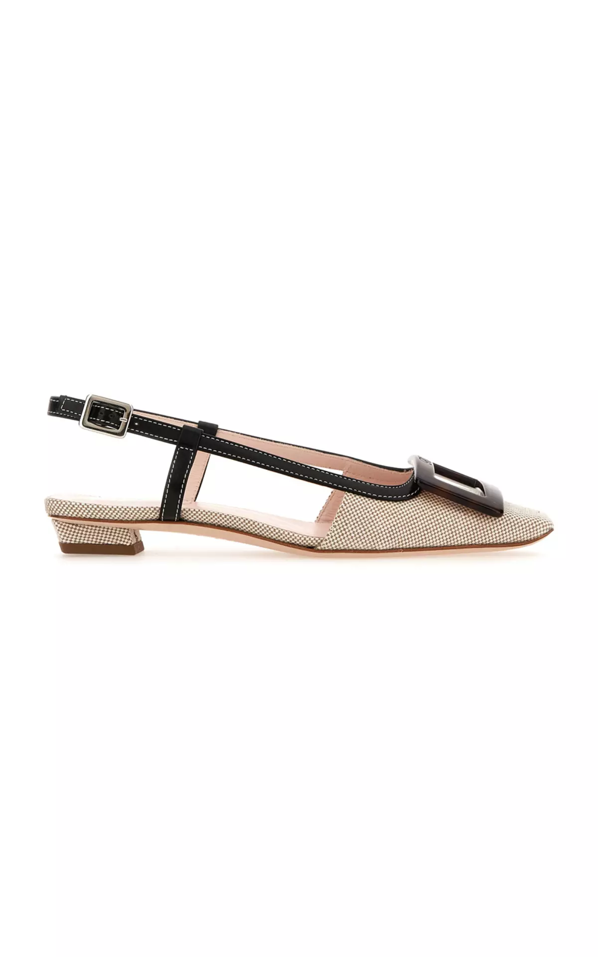 Belle Vivier Leather-Trim Slingback Pumps