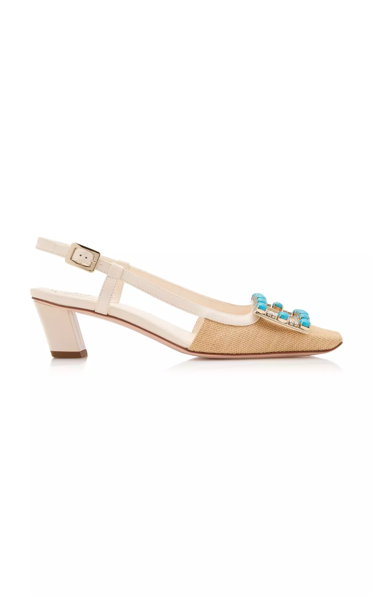 Belle Vivier Stoned Raffia Slingback Pumps