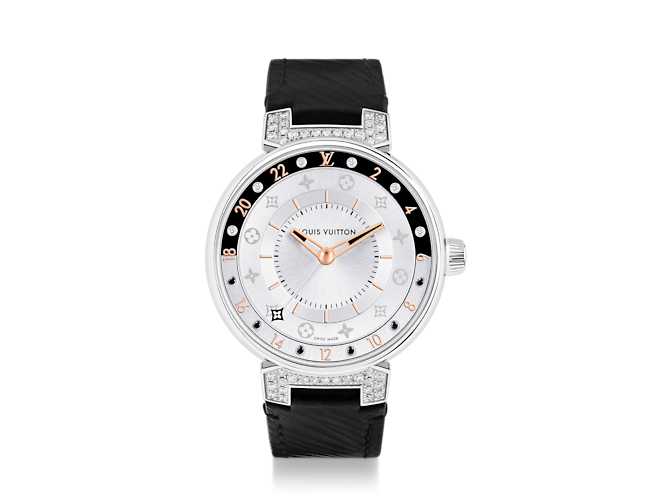 Montre Tambour Moon Dual Time en Noir et Blanc Élégance et Précision Réunies